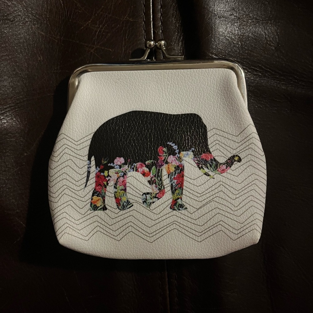Multicolor Tribal Elephant Animal Flower Floral Kiss Lock Coin Bag Handbag Purse